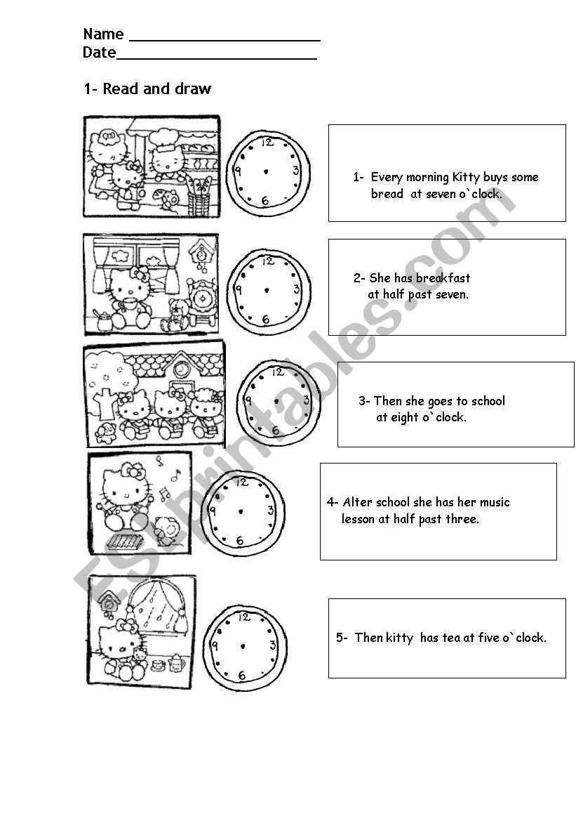 kitty`s day worksheet